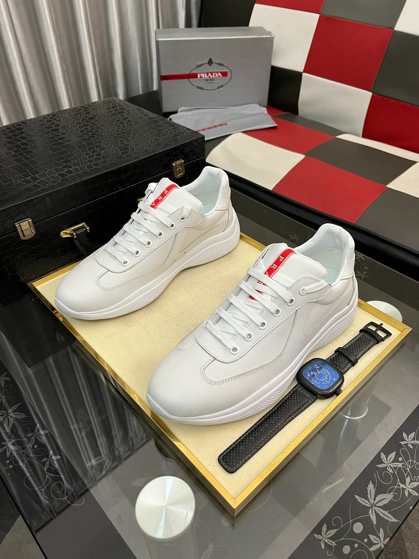 Men's shoes 💰400⌚️⌚️【PRADA】Prada casual shoes, originally developed 1:1, made of high-mercerized cowhide with imported cowhide, silk sheepskin lining, rubber outsole, comfortable and soft on the foot, size: 38-442️⃣Colors available